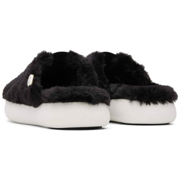 Toms Alpargata Mallow Mule Fluff Slippers Black Faux Fur Women's NEW Siz… - Picture 3 of 10
